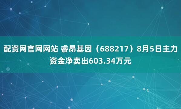 配资网官网网站 睿昂基因（688217）8月5日主力资金净卖出603.34万元